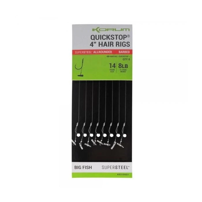Quickstops 4” Hair Rigs Barbed - Afbeelding 2